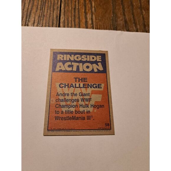 Vintage 1987 WWF Andre the Giant vs Hulk Hogan Card #58 WrestleMania 3 Challenge - Picture 3 of 3